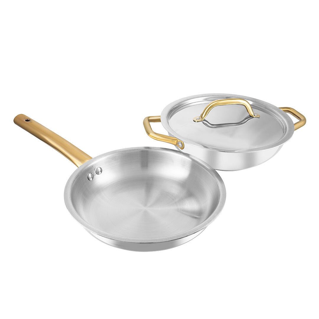 Triply Tryst Combo Kadai 24cm & Frypan 24cm With Gold PVD Handle